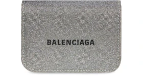 Balenciaga Glitter Cash Wallet Mini Grey