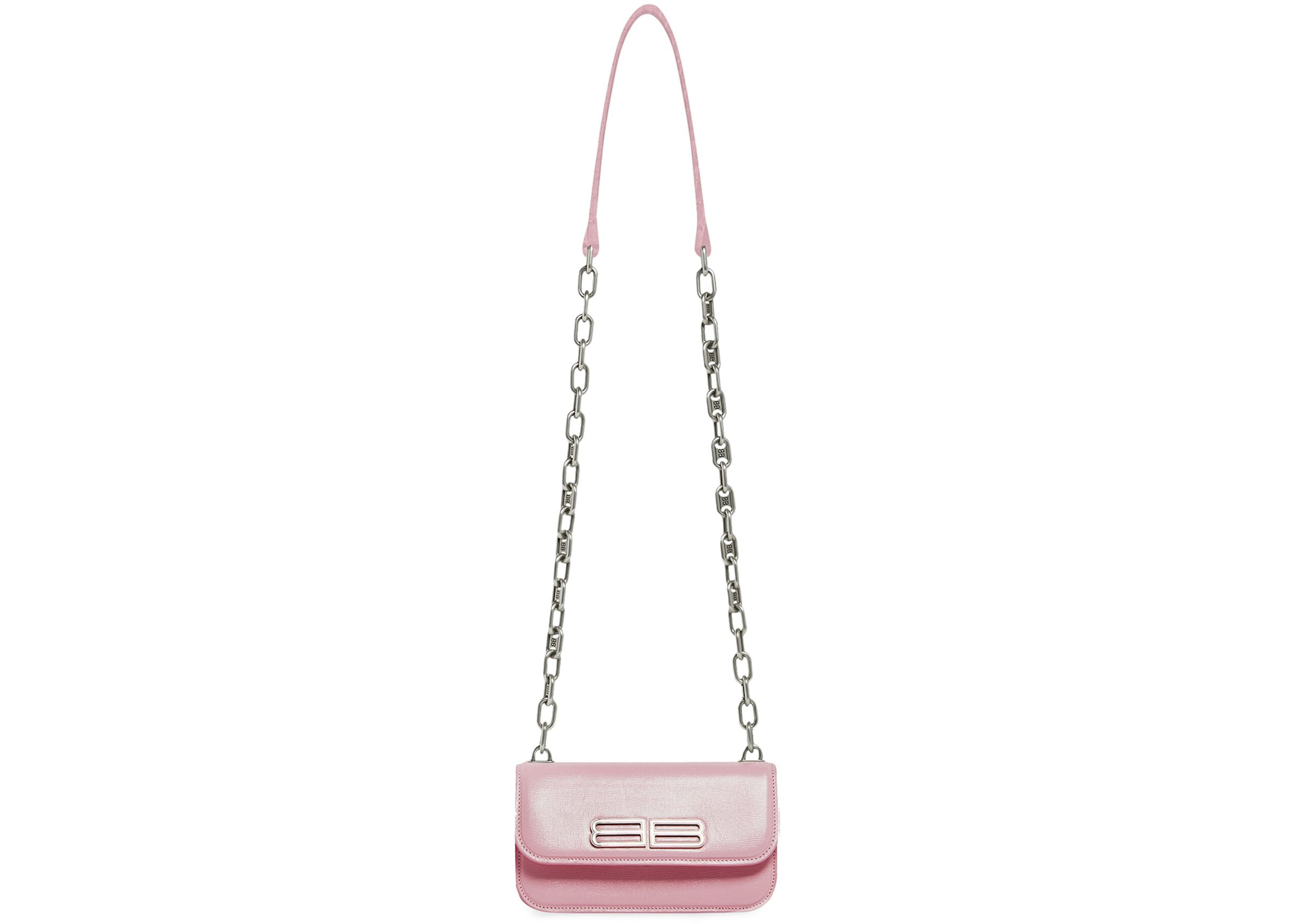 Balenciaga Gossip Shoulder Bag XS Pink in Embossed Calfskin with