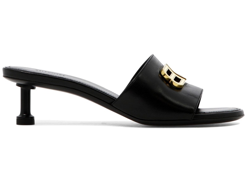 Pre-owned Balenciaga Groupie 50mm Mule Sandals Leather (women's) Sneakers In Black