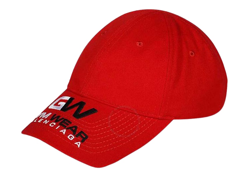 Balenciaga Gym Wear Velcro Strap Cap Red/White/Black 남성 - KR