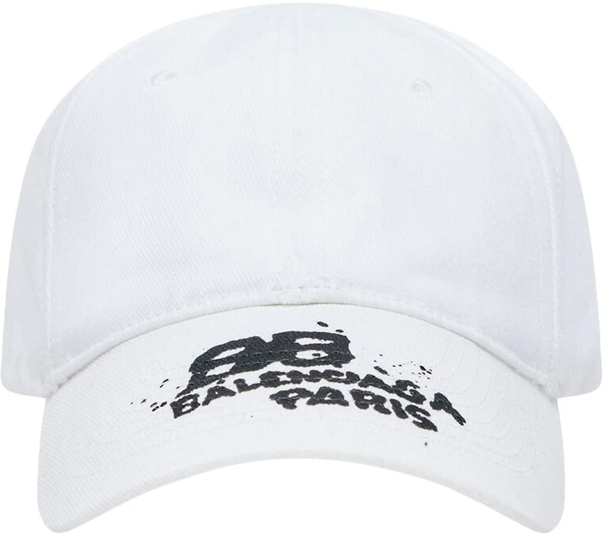 Balenciaga Hand Drawn BB Icon Velcro Tab Baseball Cap White/Black