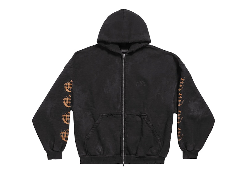 Balenciaga Heavy Metal Outerwear Zip-Up Oversized Hoodie Black