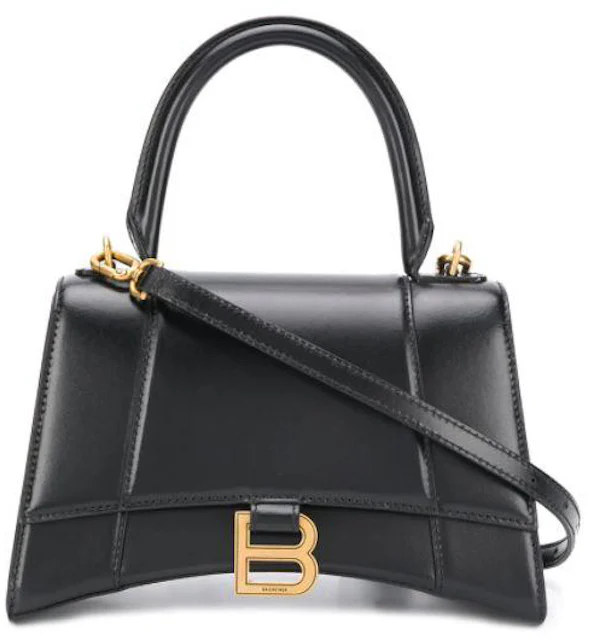 Balenciaga Hourglass Bag Small Black in Leather with Gold-tone - US