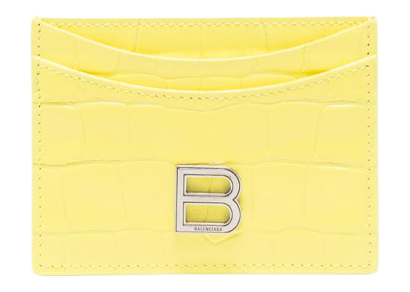 Balenciaga Hourglass Croc Embossed (4 Card Slots 1 Slip Pocket) Card Holder  Yellow