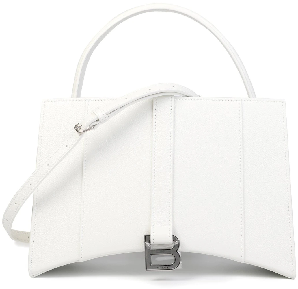 Balenciaga Hourglass East-West Tote Bag Small White in Calfskin with ...