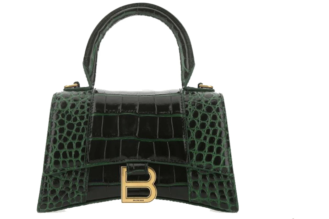 Balenciaga Hourglass Handbag Bottle Green