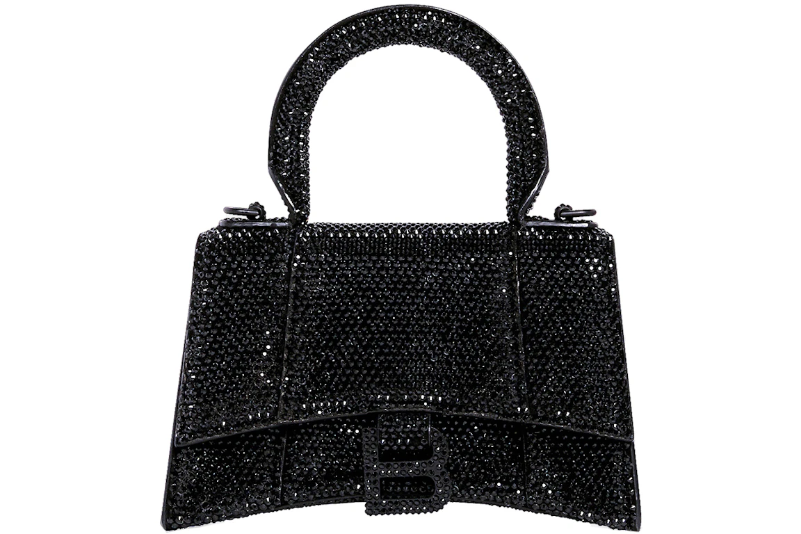 Balenciaga Hourglass Handbag XS Rhinestone Black