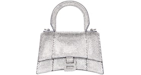Balenciaga Hourglass Handbag XS Rhinestone Grey