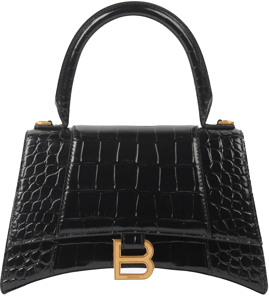 Balenciaga Hourglass Top Handle Bag Extra Small Crocodile Embossed Fluo  Green in Calfskin with Silver-tone - US