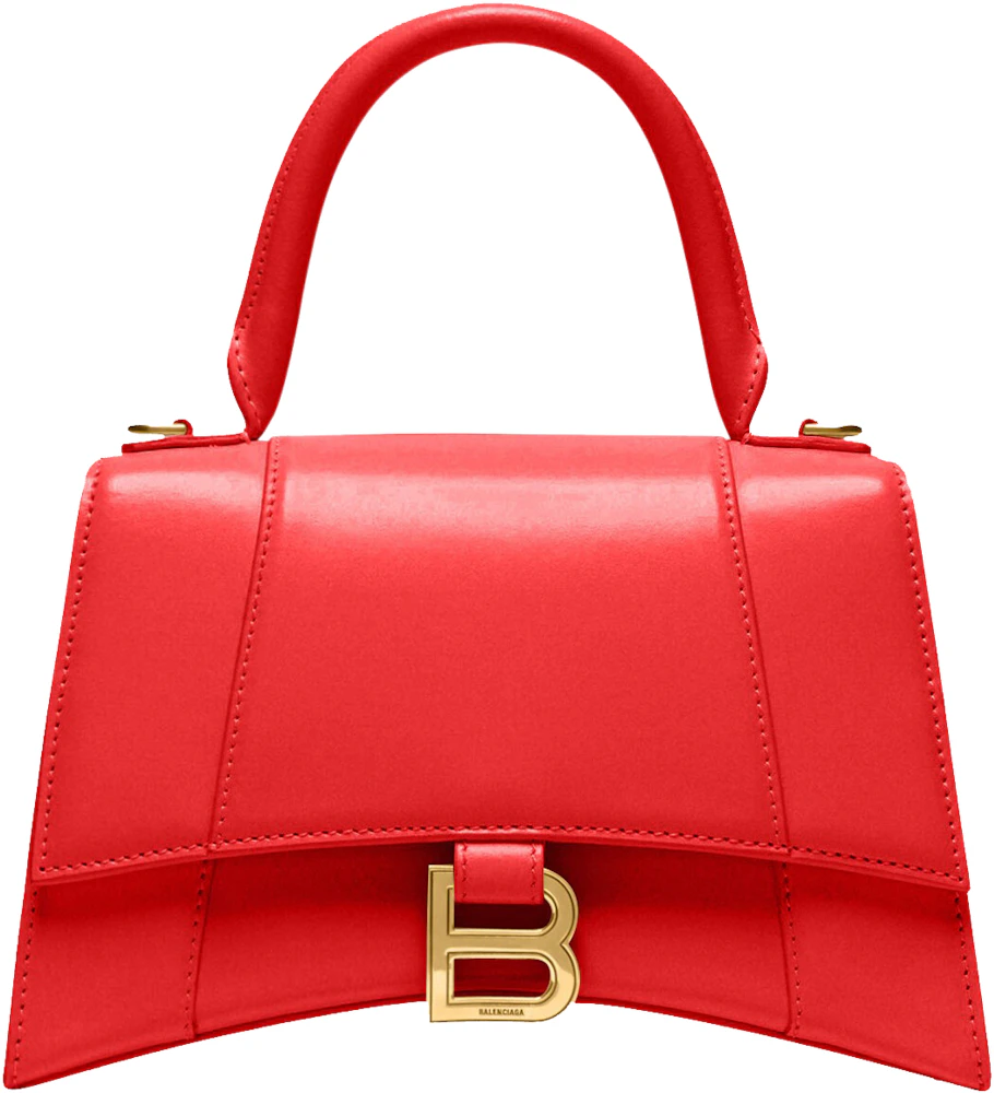 Balenciaga Hourglass Small Top Handle Bag Red in Calfskin with Gold-tone -