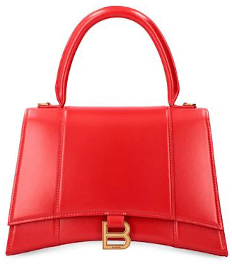 Balenciaga Hourglass Top Handle Bag Medium Bright Red in Calfskin with ...