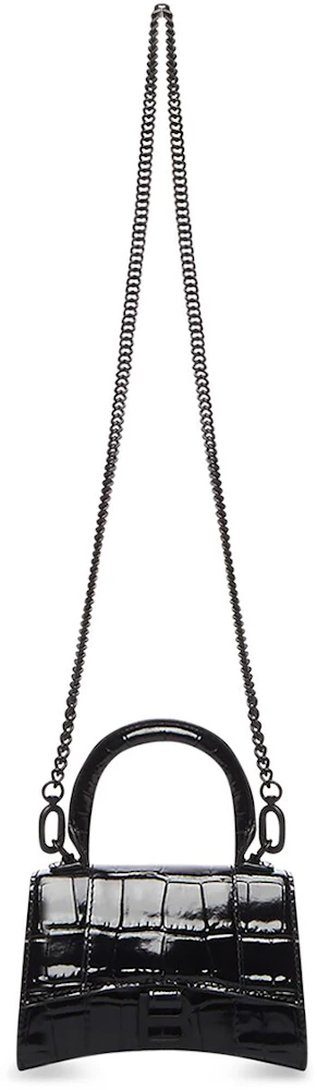 Balenciaga Black Croc Mini Hourglass Wallet Bag – BlackSkinny