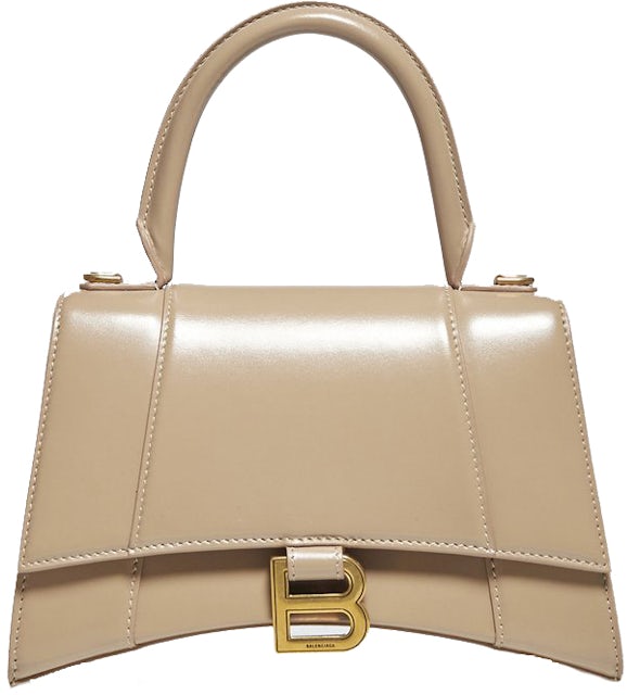 Balenciaga Hourglass Top Handle Bag Small Beige in Leather with Gold-tone -  US