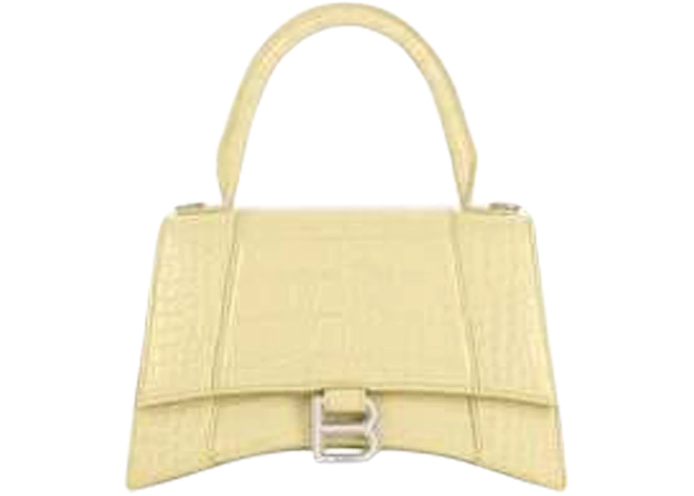 Balenciaga Hourglass Top Handle Bag Small Crocodile Embossed Yellow in  Leather with Gold-tone - US