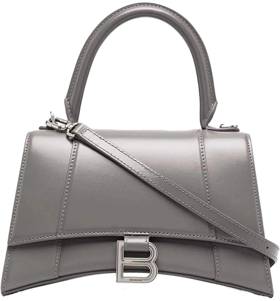 Balenciaga Hourglass Top Handle Bag Small Grey in Calfskin with Silver-tone  - GB