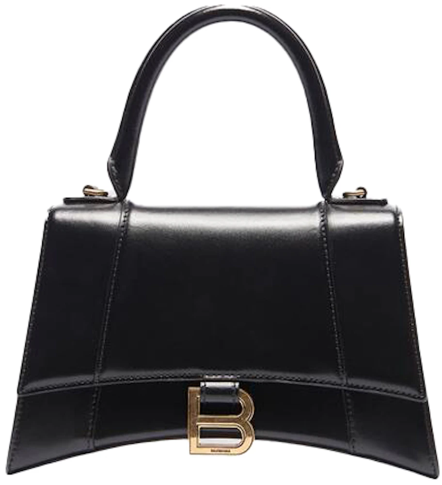 Balenciaga Top Handle Bag Small Shiny Box Black Calfskin Gold-tone US