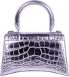 Balenciaga Hourglass Top Handle Bag XS Crocodile Embossed Pink in Calfskin  Leather with Aged Silver-tone - US