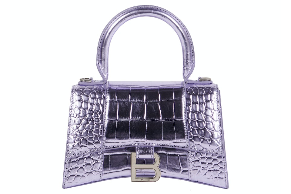 Beige Hourglass S crocodile-effect leather bag, Balenciaga
