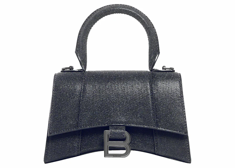 Balenciaga Hourglass Top Handle Bag XS Sparking Material Black in ...