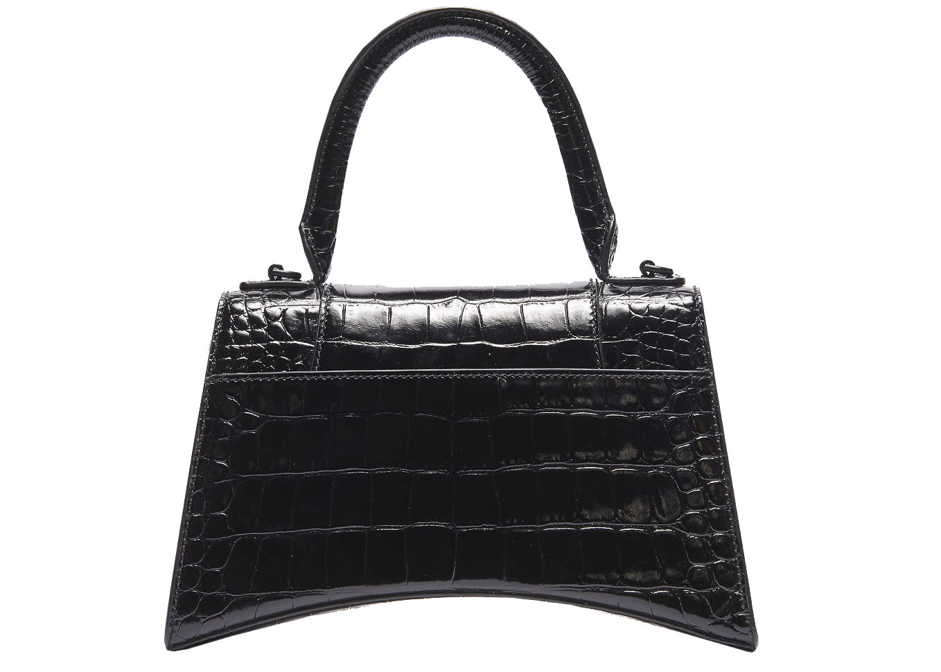 Balenciaga Hourglass Top Handle Crocodile Embossed XS Black