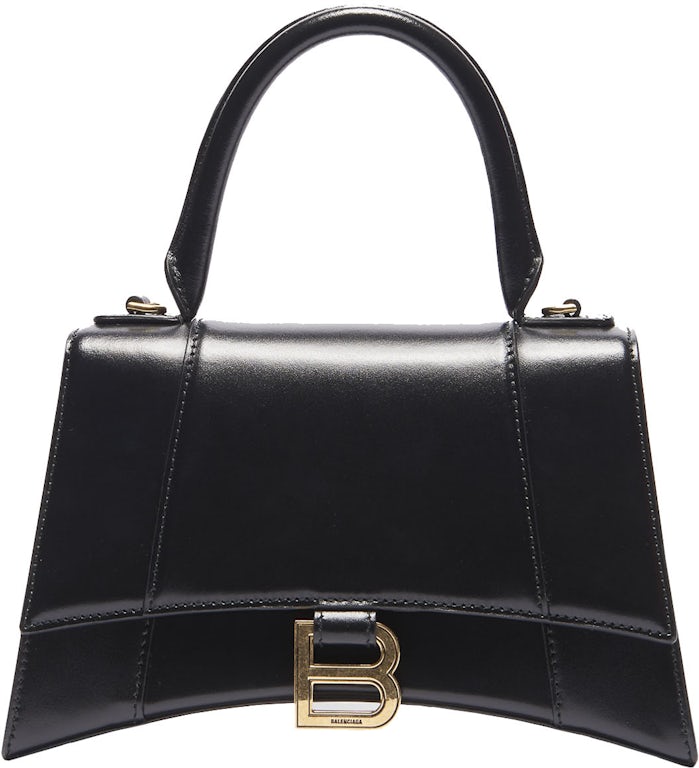 Balenciaga Hourglass Top Handle Small Black in Calfskin with Aged Gold ...