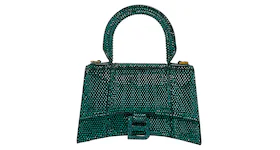 Balenciaga Hourglass XS Hangbag With Rhinestones Green