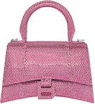 Balenciaga Hourglass XS Hangbag With Rhinestones Pink