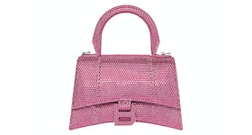 Balenciaga Hourglass XS Hangbag With Rhinestones Pink
