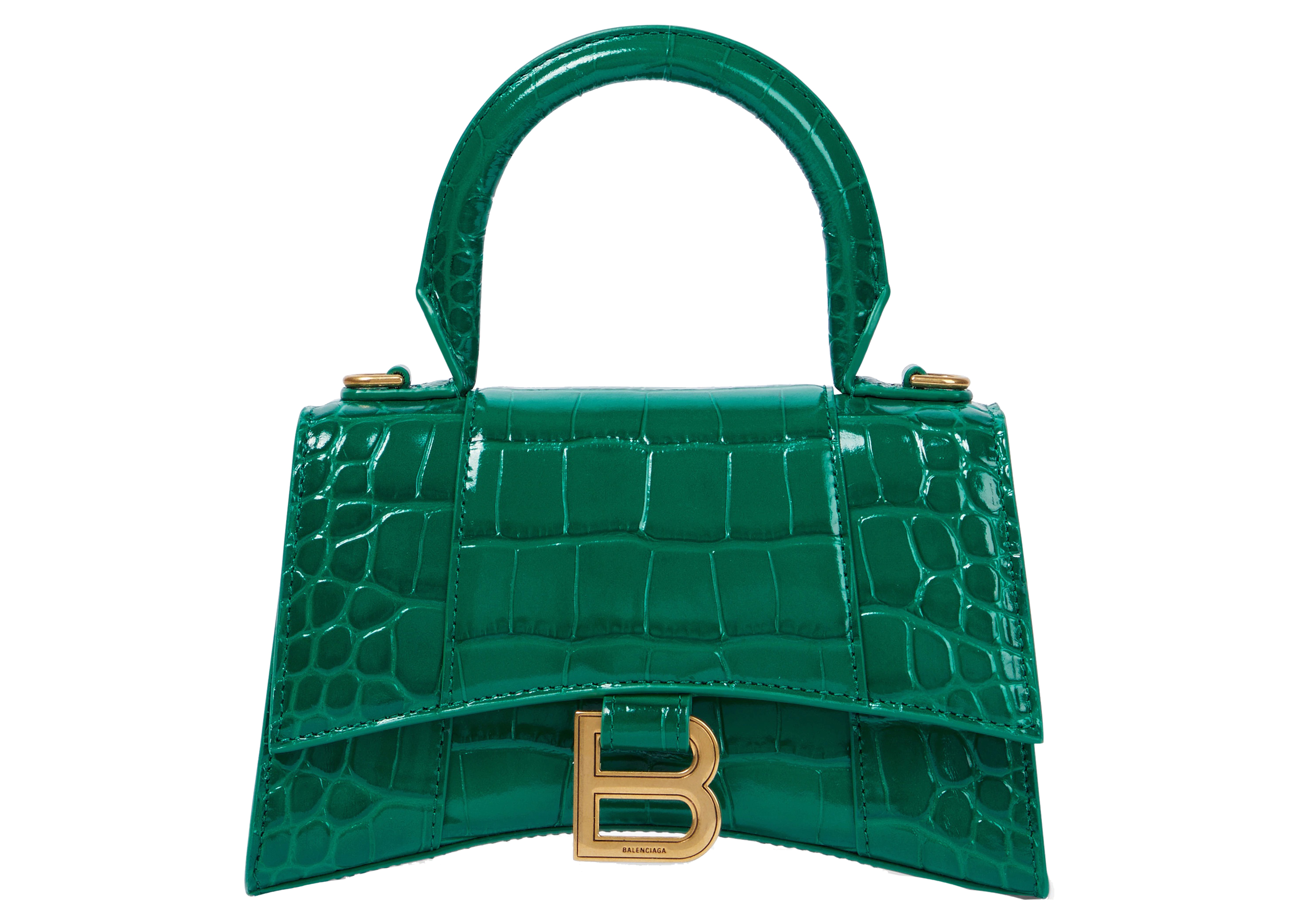 Balenciaga Hourglass XS Top Handle Bag Crocodile Embossed 