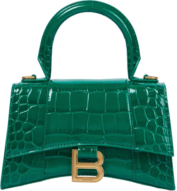 Balenciaga Women's Hourglass Xs Crocodile Embossed Handbag