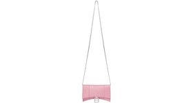 Balenciaga Hourglass XS Wallet On Chain In Sparkling Fabric Pink