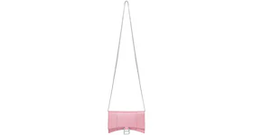 Balenciaga Hourglass XS Wallet On Chain In Sparkling Fabric Pink