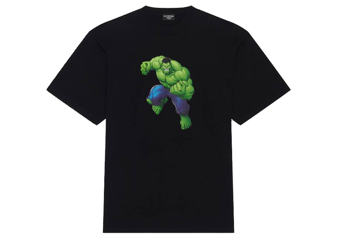 Pre-owned Balenciaga Hulk 2021 Marvel Medium Fit T-shirt Black
