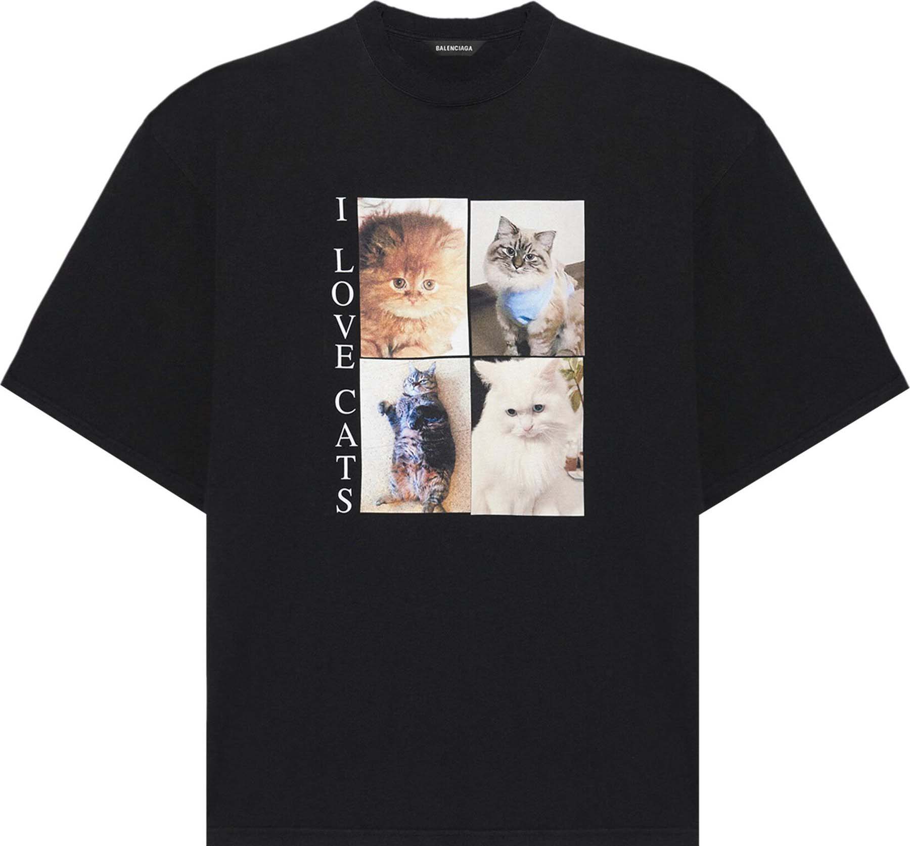 Balenciaga I Love Cats T-Shirt Black