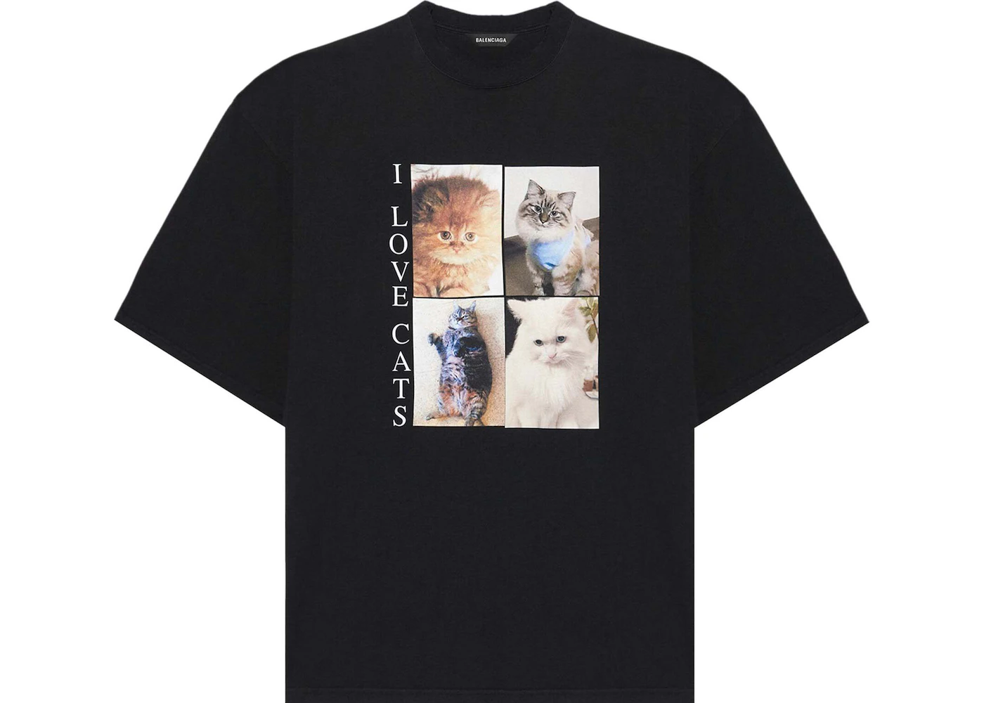 Balenciaga I Love Cats T-Shirt Black Homme de la Collection - FR