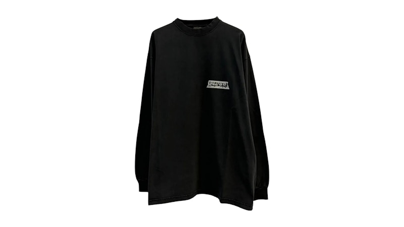 Balenciaga L/S Crewneck L/S Oversized T-shirt Faded Washed Black