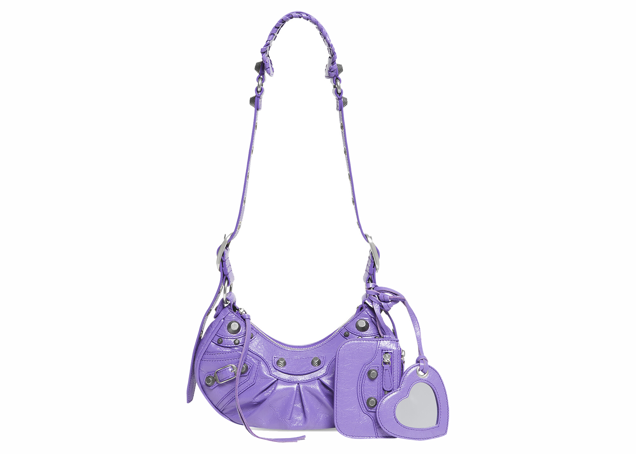 Womens Le Cagole Xs Shoulder Bag Metallized in Purple  Balenciaga US