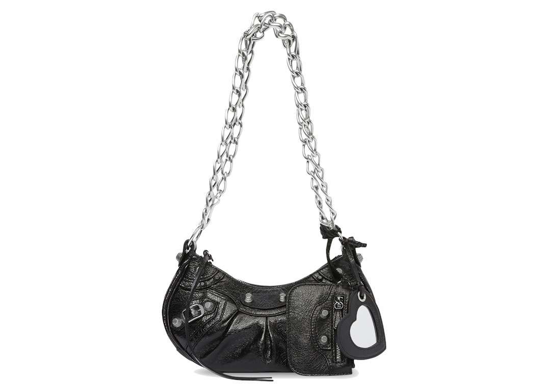 Pre-owned Balenciaga Le Cagole Shoulder Bag With Chain Xs Black