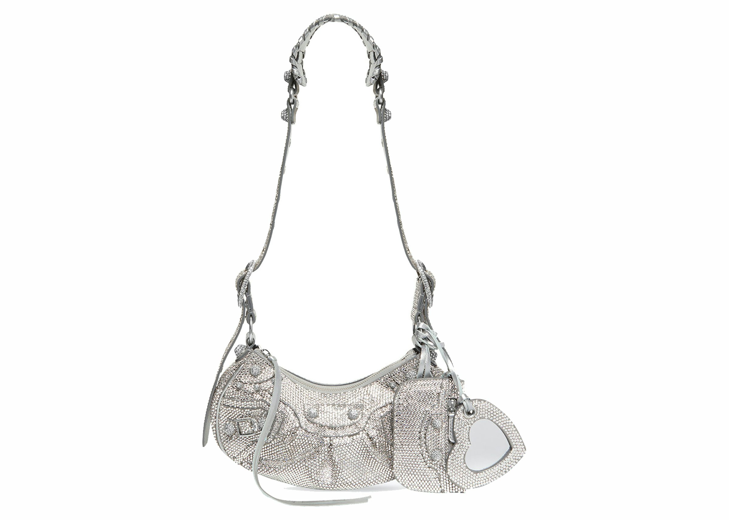 Betsy Trotwood Orkan synd Balenciaga Le Cagole Shoulder Bag XS Grey Suede with Rhinestones in Suede  Calfskin Leather/Crystals with Aged-Silver Hardware - US