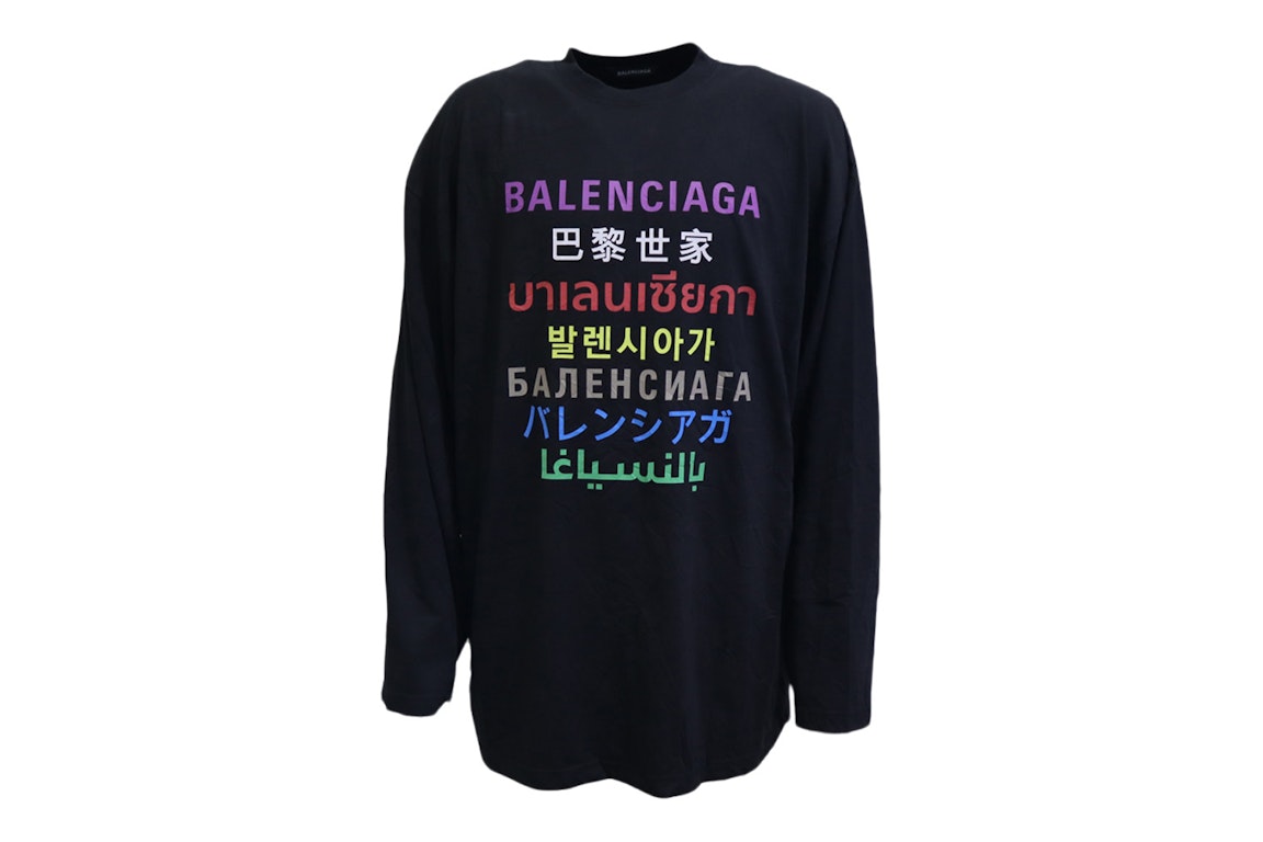 Pre-owned Balenciaga Languages X Large Fit Longsleeve T-shirt Black/multi