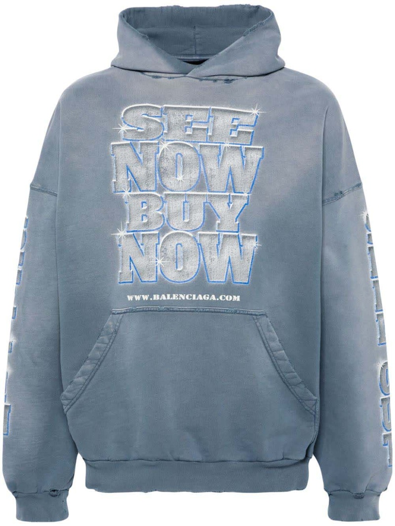 Balenciaga Large Fit Hoodie Washed Blue - SS25 - US
