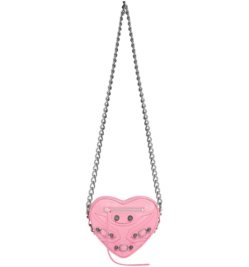 Balenciaga Le Cagole Heart Mini Bag Pink in Arena Lambskin Leather