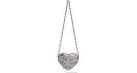 Balenciaga Le Cagole Heart Mini Metallized Bag Silver