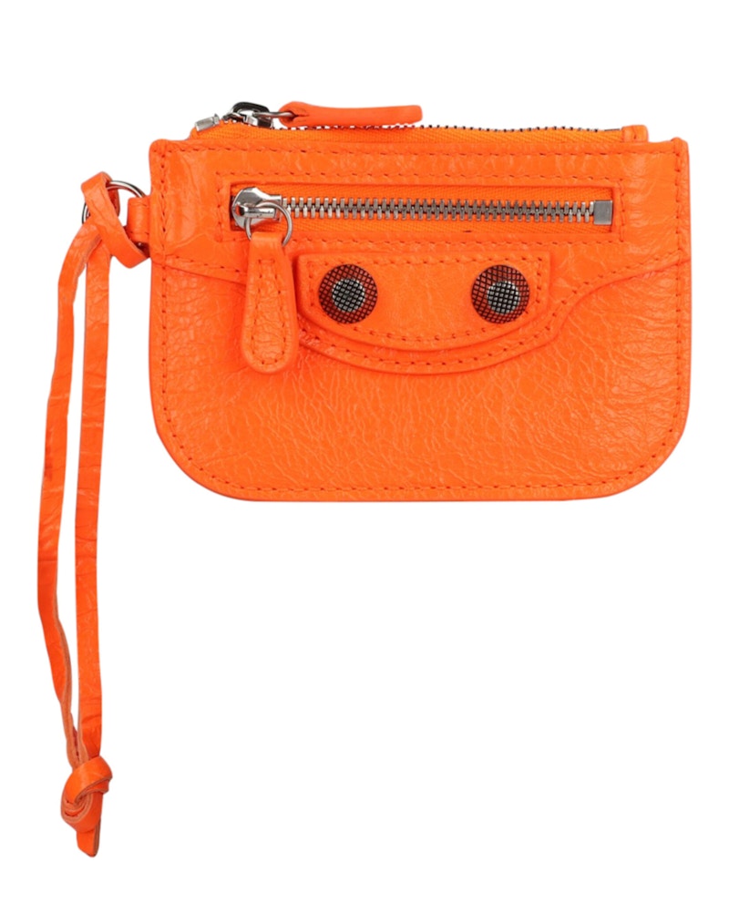 Balenciaga Le Cagole Leather Coin Purse Fluo Orange in Cotton - US