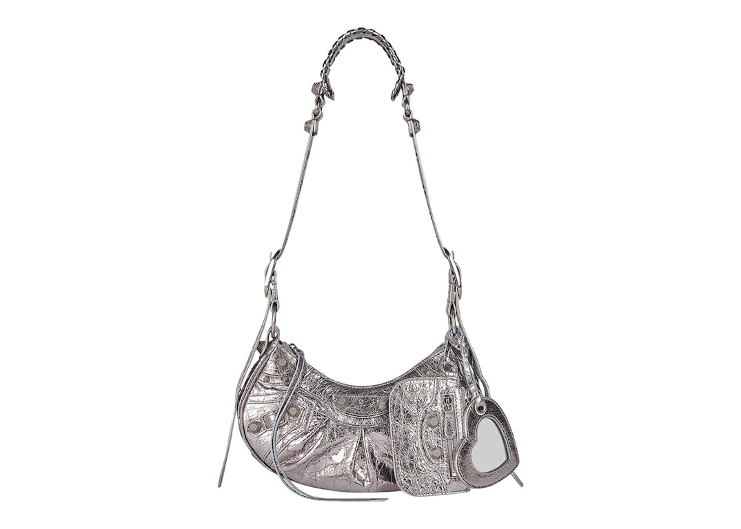 Pre-owned Balenciaga Le Cagole Shoulder Bag Xs Metallized Silver
