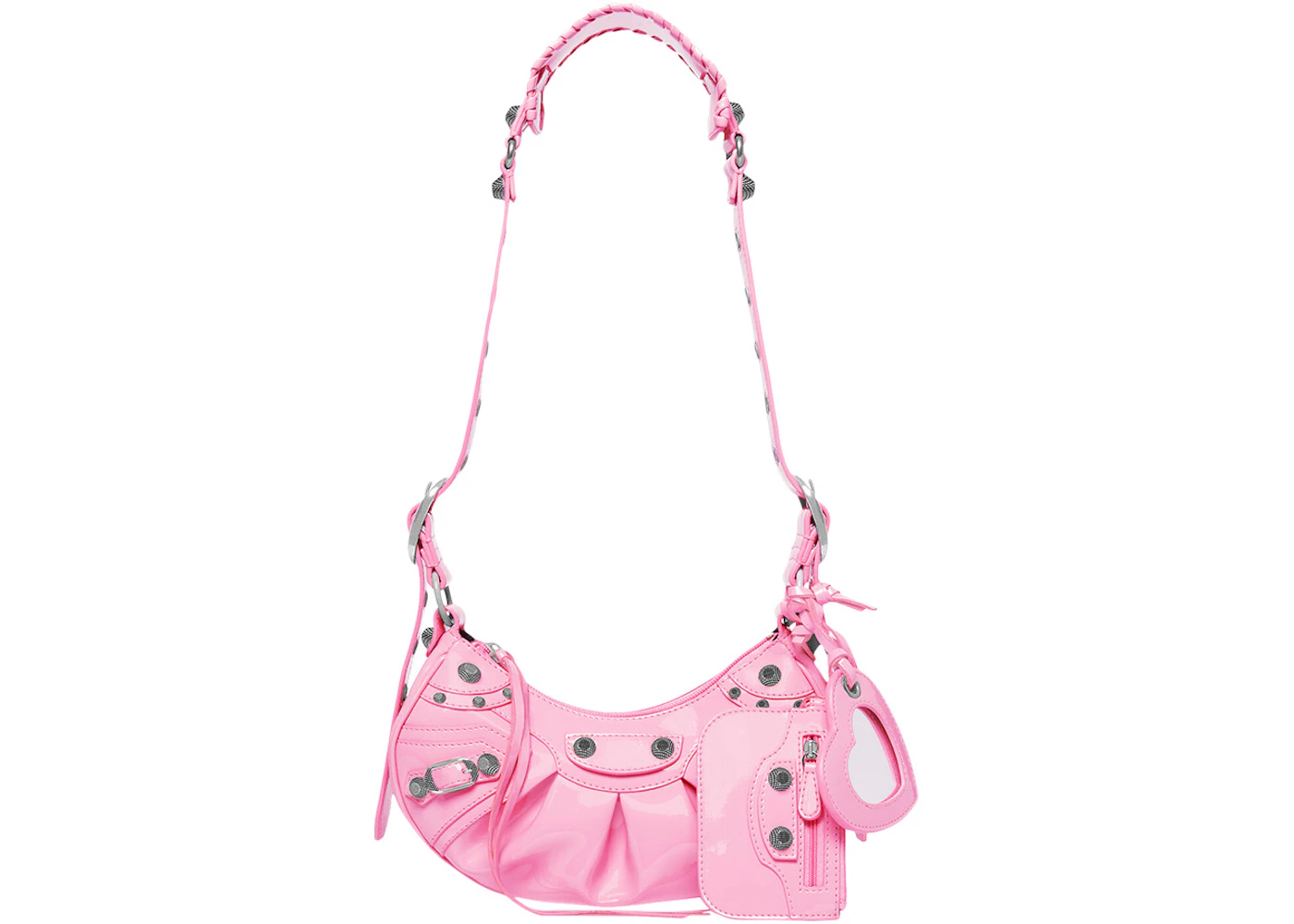 Balenciaga Le Cagole Shoulder Bag XS Pink Patent in Polyurethane ...
