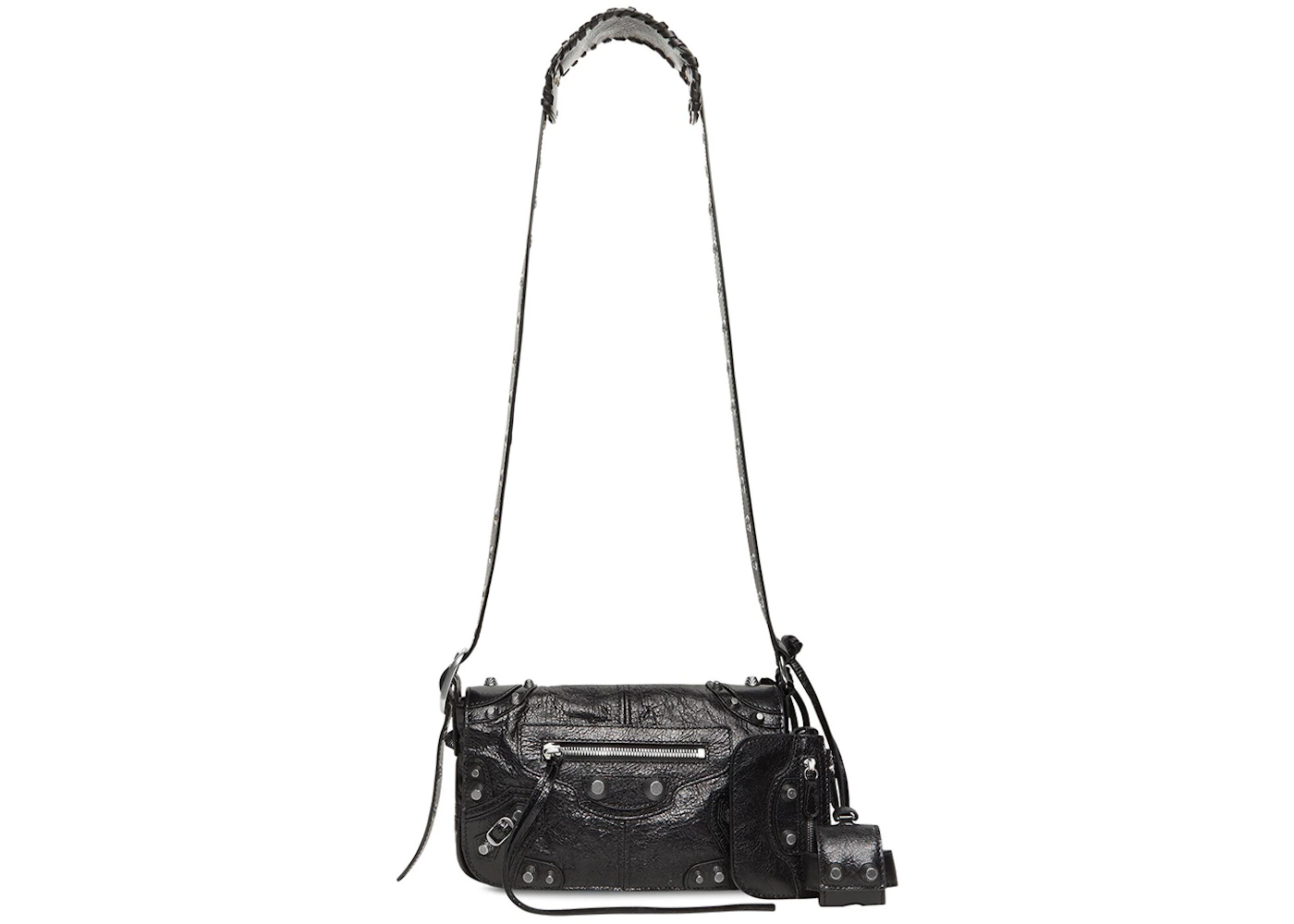Balenciaga Le Cagole XS Flap Bag Black in Leather with Aged Silver - US