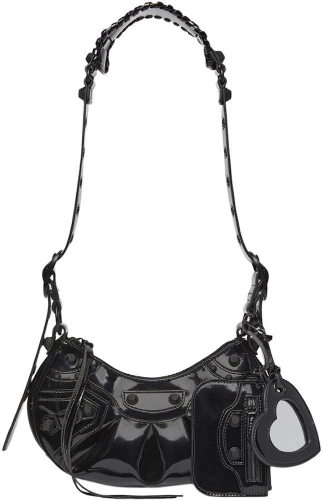 Balenciaga Le Cagole XS Shoulder Bag In Patent Fabric Black in Patent ...
