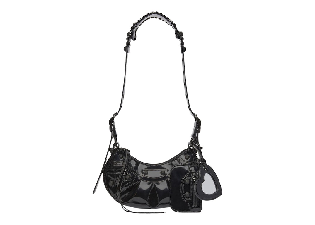 Pre-owned Balenciaga Le Cagole Xs Shoulder Bag In Patent Fabric Black