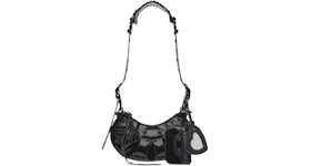 Balenciaga Le Cagole XS Shoulder Bag In Patent Fabric Black